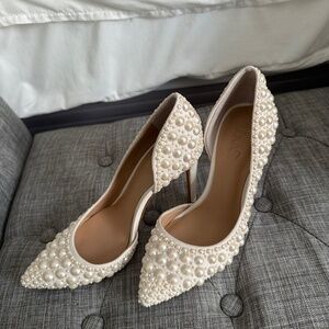 INC Pearl Embellished Bridal Heels